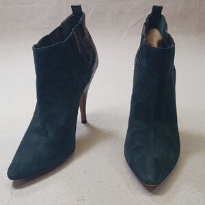 Moschino Ankle Boots Womens 38.5 Cheap & Chic Leather Black Suede Elegant